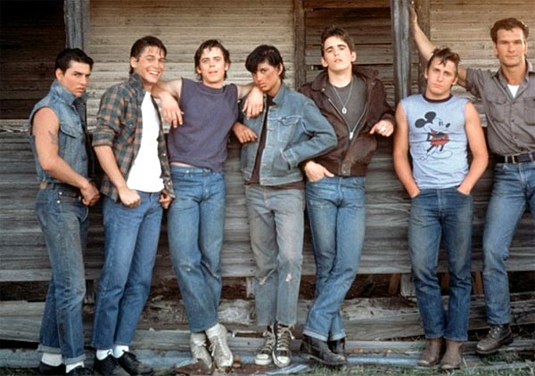 Tom Cruise, Rob Lowe, C Thomas Howell, Ralph Macchio, Matt Dillon, Emilio Estevez, Patrick Swayze in The Outsiders