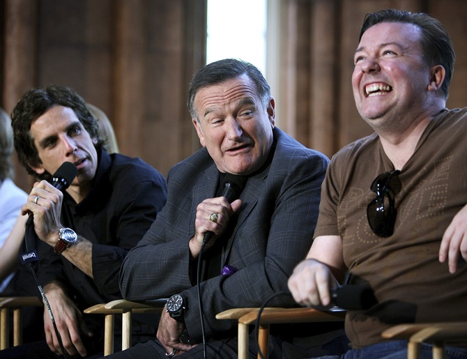 Robin Williams with Ben Stiller and Ricky Gervais 