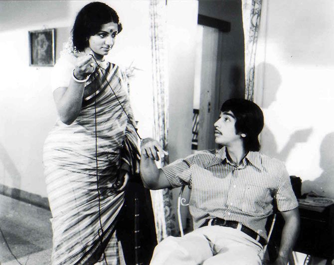 Srividya and Kamal Haasan in poorva Raagangal