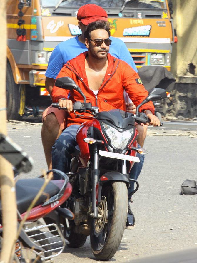 Ajay Devgn on the sets of Action Jackson