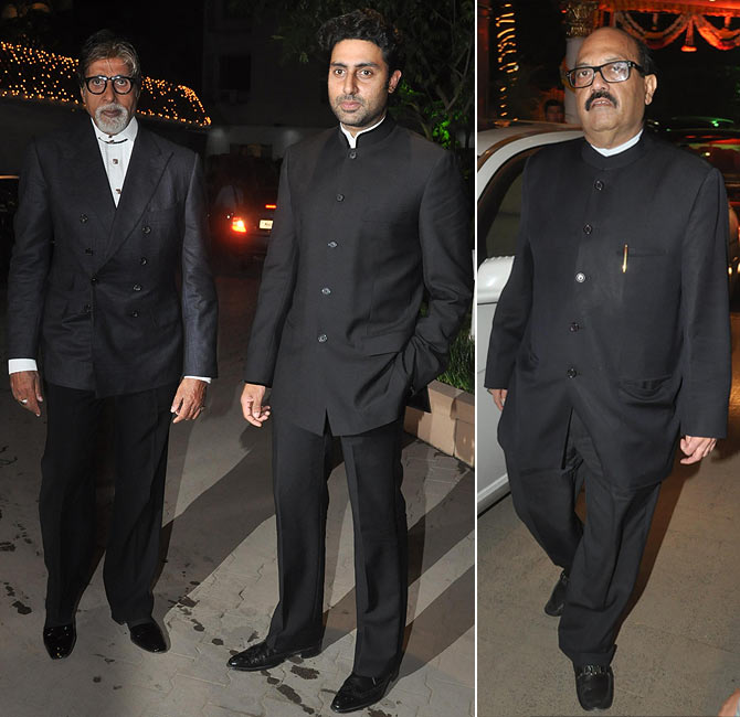 Amitabh and Abhishek Bachchan, and Amar Singh