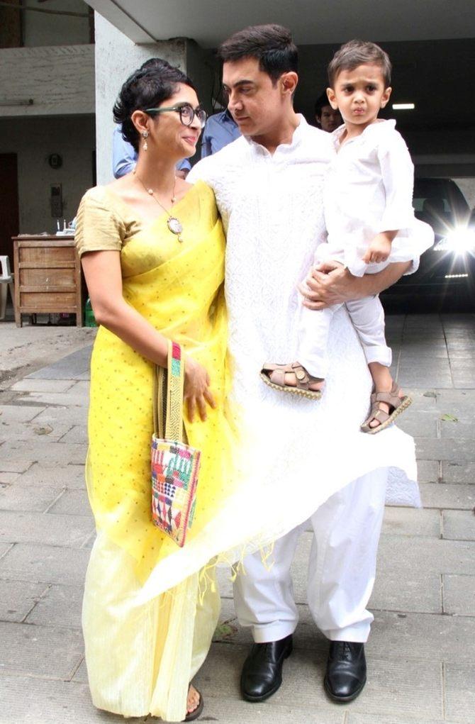 Aamir Khan with Kiran Rao and son Azad