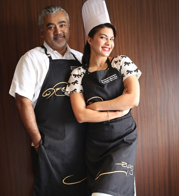 Jacqueline Fernandez and chef Darshan Munidasa 