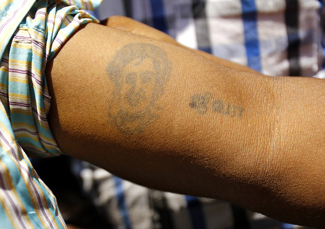 Prakash shows off his Rajinikanth tattoo