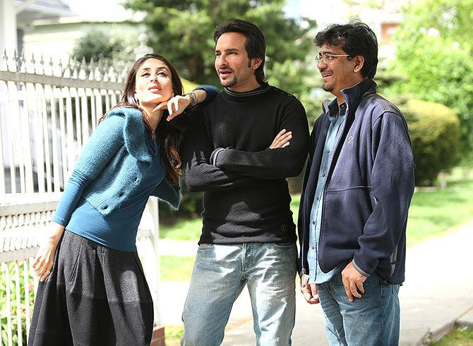 Kareena Kapoor, Saif Ali Khan and Rensil D'Silva on the sets of Kurbaan