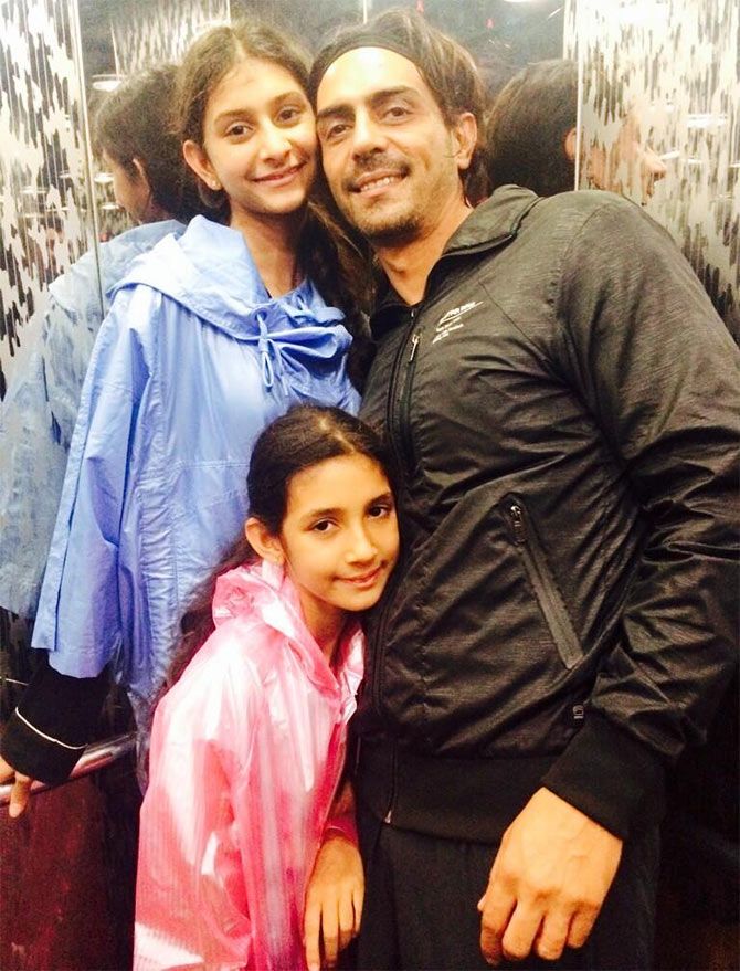 Arjun Rampal with his daughters Myraa and Mahikaa