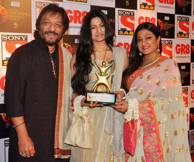 Roop Kumar Rathod, with daughter Reewa, and wife Sunali