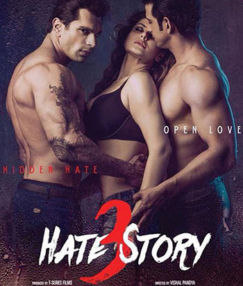 Karan Grover, Zarine Khan and Sharman Joshi on the poster of Hates story 3