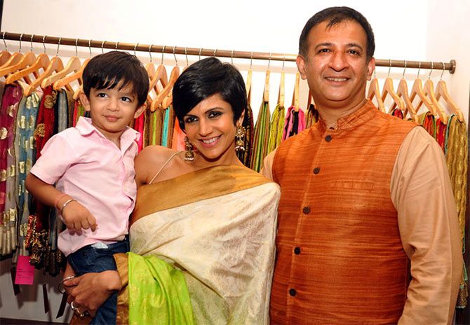 Mandira Bedi with son Vir and husband Raj Kaushal