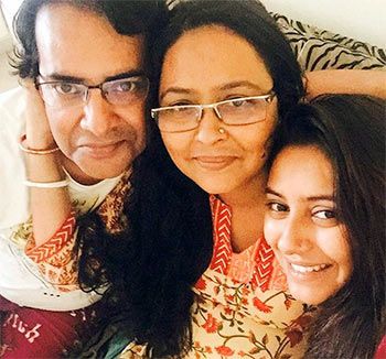 Pratyusha with her parents