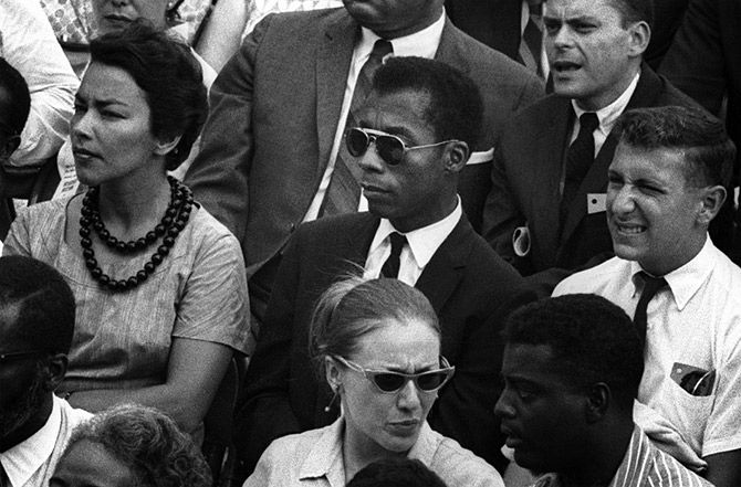 The novelist James Baldwin, in dark glasses, in I Am Not Your Negro