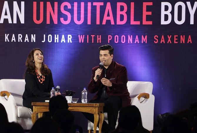Karan Johar and Shobhaa De at the launch of An Unsuitable Boy