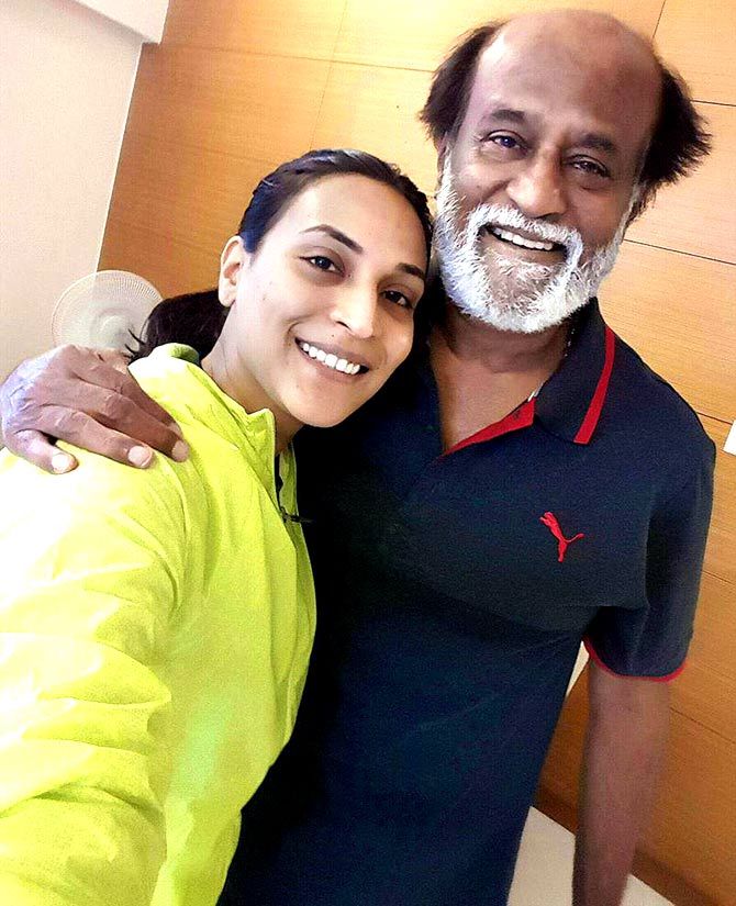 Aishwaryaa with her father, Ranjinikanth