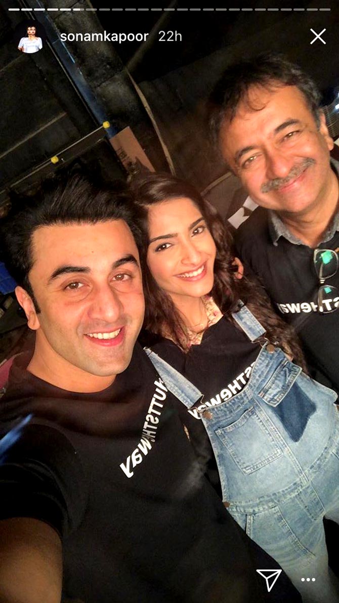 Ranbir, Sonam celebrate the #DuttBiopic wrap - Rediff.com Movies