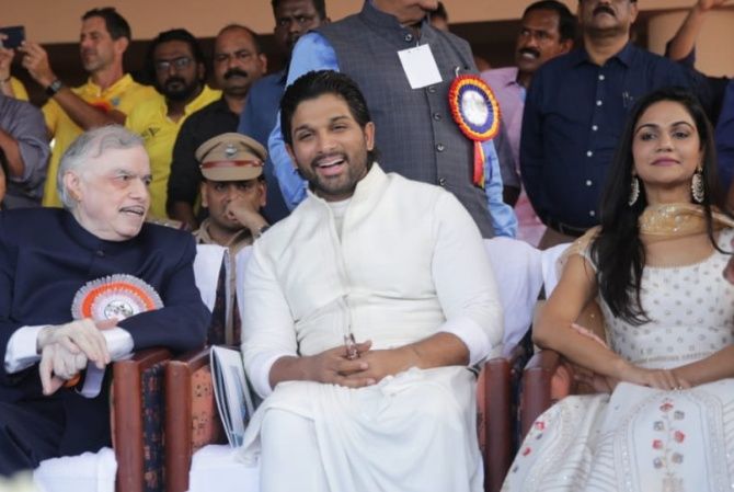 Kerala Governor P Sathasivam, Allu Arvind and Snehlata Reddy