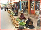 Women selling vegetables in Leh after the curfew was lifted