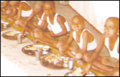 Children enjoying a meal at the school