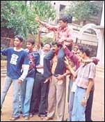 Durgesh is taken around by enthusiastic friends