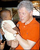 Clinton spends time with kids in an anganwadi in Nagapattinam