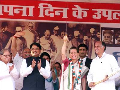 Sonia Gandhi at the rally