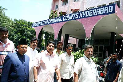 The three MLAs at the Metripolitan Court in Hyderabad