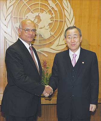 S S Menon with Ban Ki-moon