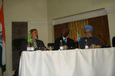 Prime Minister Manmohan Singh at the second IBSA summit in Pretoria