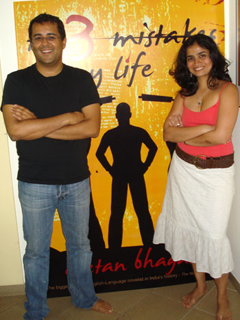 Chetan Bhagat with wife Anusha