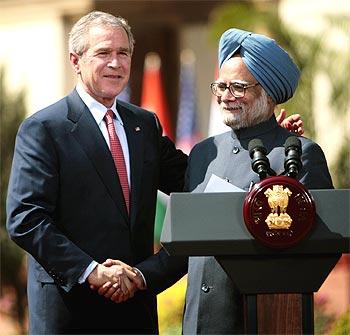 Then US president George W Bush with Prime MinisteManmohan Singh, the key architects of the N-deal.