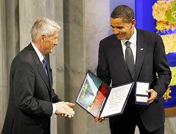 US President Barack Obama receives Nobel Peace prize