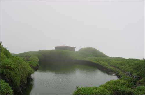 The small water reservoir at Rajgad fort, rains fill up this small water source which takes care of the fort water supply.