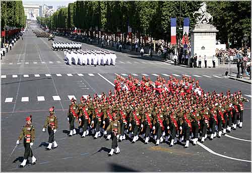 The Maratha Regiment marches on the Champs Elysees during the annual Bastille Day parade