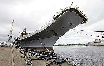 Admiral Gorshkov, the Soviet-era aircraft carrier bought by India, is anchored at the Sevmash factory in the northern city of Severodvinsk.
