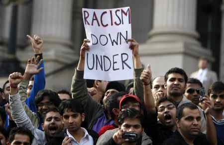 Indians living in Australia protest against the recent spate of racial attacks in Melbourne.