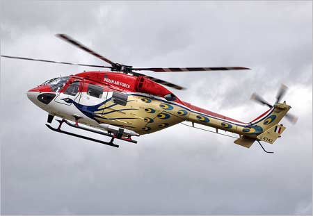 The indegenously-made Dhruv advanced light helicopter