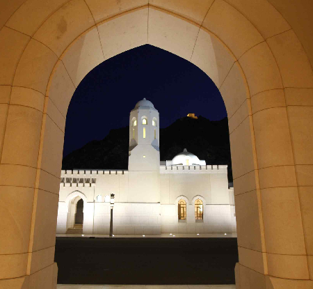 A view of the Al Alam Royal Palace in Muscat, Oman