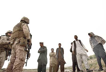 US Marines during a patrol of the Golestan district in Farah province