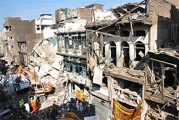 These damaged buildings in Peshawar are a grim reminder of the deadly blast in a crowded market that killed 105 people on October 28.