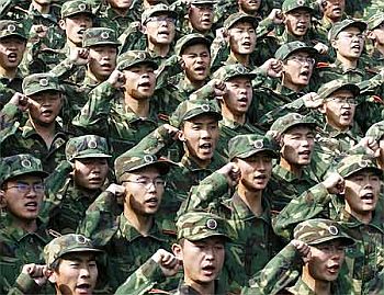 People's Liberation Army troops take an oath in Shandong province