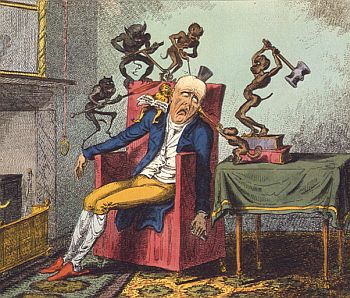 A reproduction of George Cruikshank's The Head Ache. (For illustrative purposes only)
