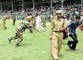 The police had to resort to lathi-charge