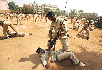 Mumbai police personnel demonstrate self-defence skills as part of their makeover