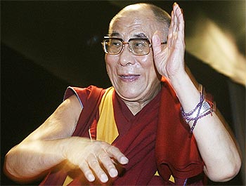 Dalai Lama addresses students at a college in New Delhi