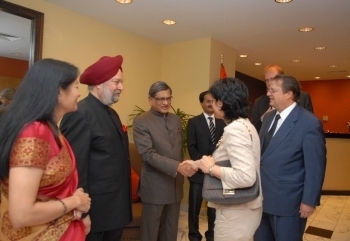 Krishna with India's Permanent Representative at the United Nations Hardayal S Puri on Sep 25