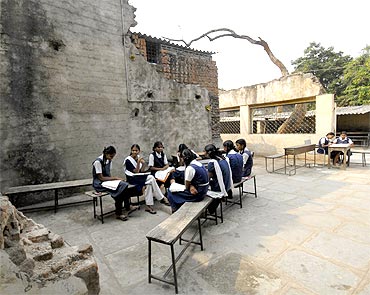 Students of a government-run school in Hyderabad