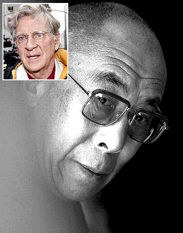The Dalai Lama. Inset: Professor Robert Thurman