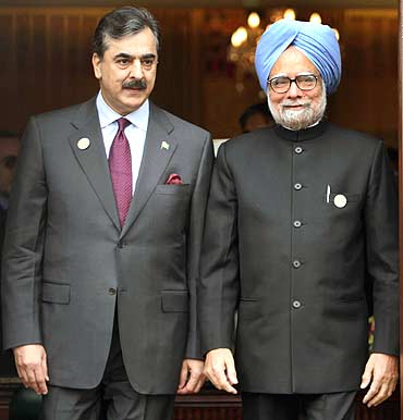 A file photo of Dr Singh and Pakistan PM Gilani