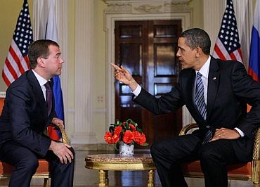Obama holding talks with Russian President Dmitry Medvedev