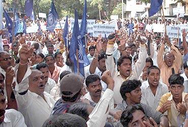 Political activists protest outside BMC office against rise in Malaria in Mumbai