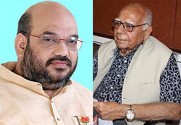 Amit Shah (left) and Ram Jethmalani